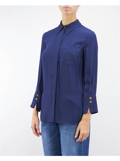 Georgette shirt with logo patch Elisabetta Franchi ELISABETTA FRANCHI | Shirt | CA09146E2B75